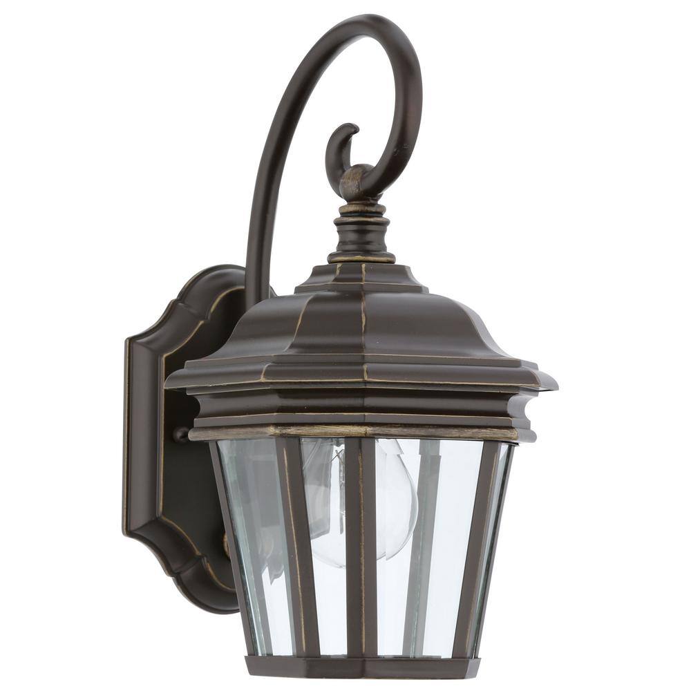 Oil Rubbed Bronze Outdoor Wall Lantern with Clear Glass Panels