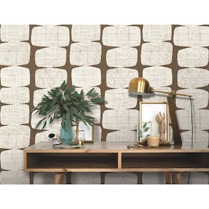 30.75 sq. ft. Mid-Century Beads Brown Peel and Stick Wallpaper