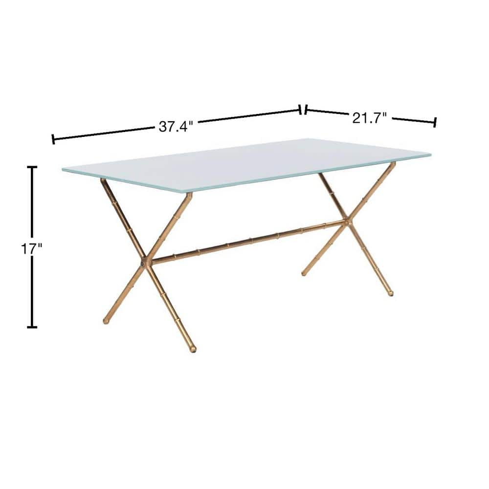 Chinoiserie-Inspired Gold-Finished Iron & White Glass Accent Table