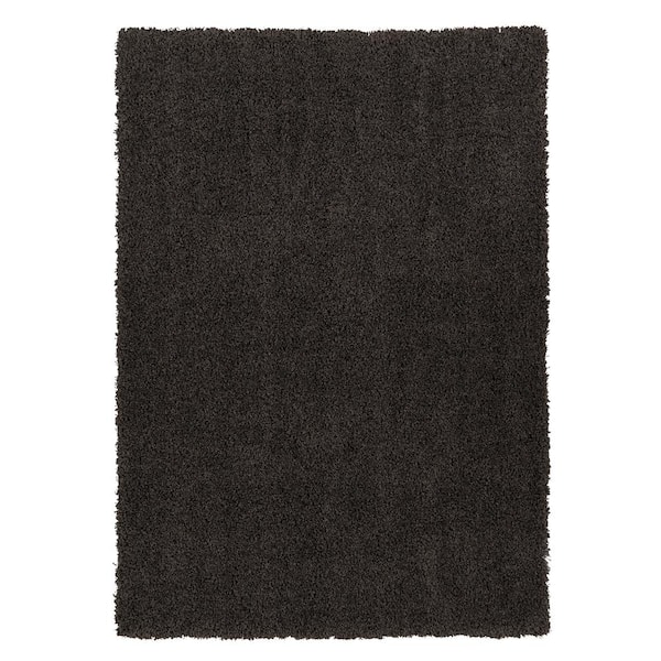 Sweet Home Stores Cozy Shag Collection Charcoal Gray 7 ft. x 9 ft. Indoor Area Rug