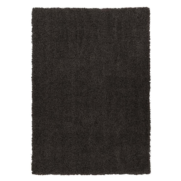 Ottomanson Contemporary Solid Dark Grey 8 ft. x 10 ft. Shag Area Rug