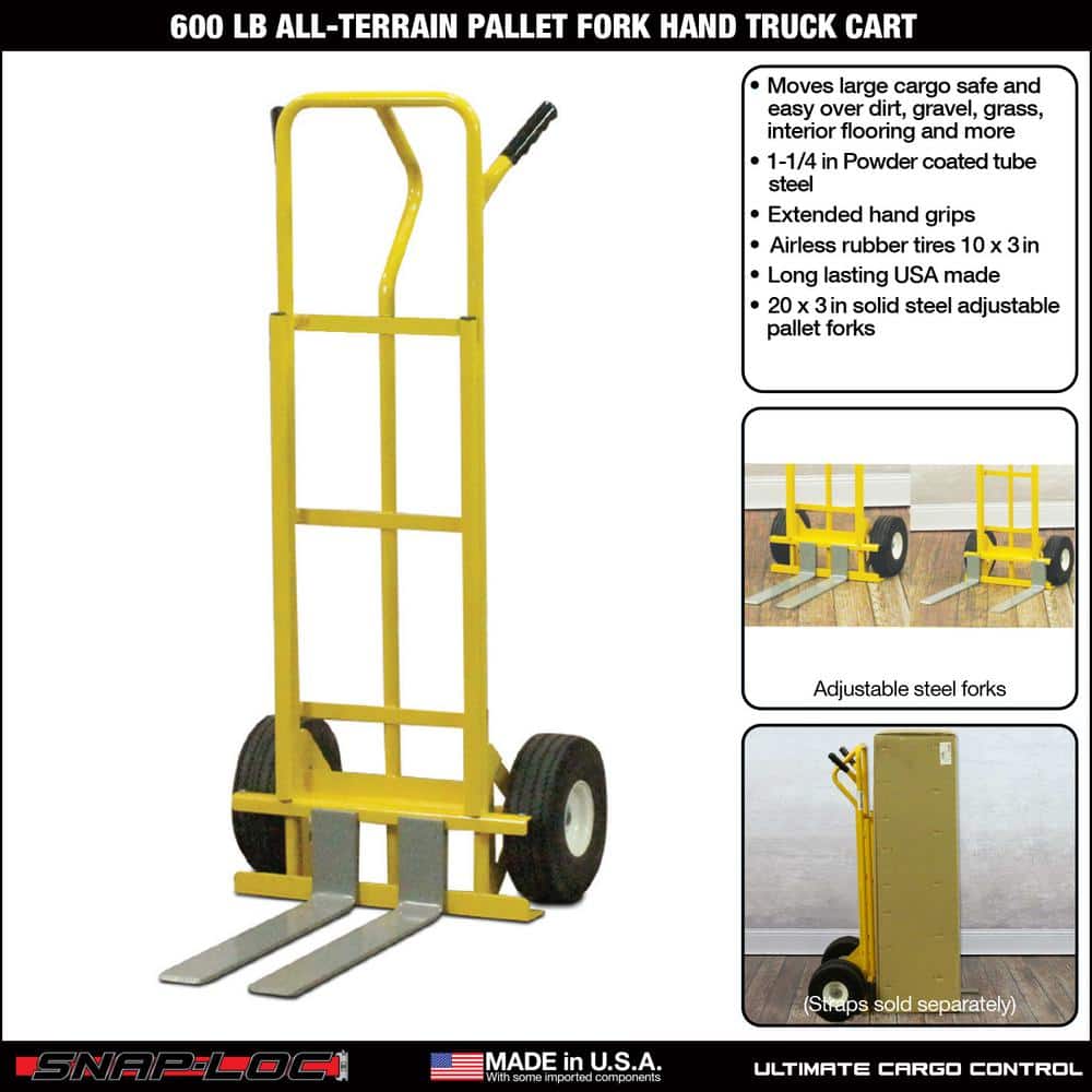 Yellow 600 lb Capacity All-Terrain Hand Truck with Rubber Wheels