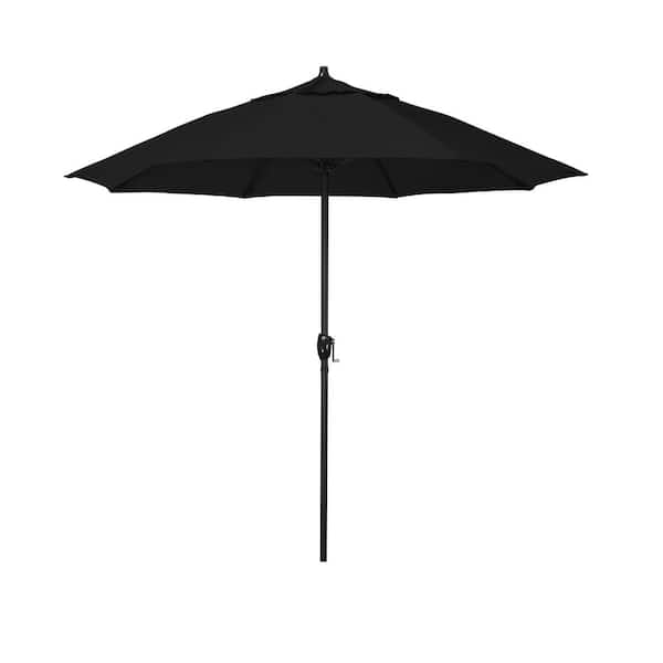 California Umbrella 7.5 ft. Black Aluminum Market Patio Umbrella Fiberglass Ribs and Auto Tilt in Black Pacifica