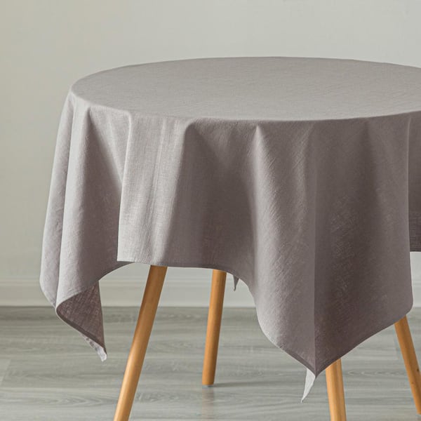 52 in. x 70 in. Rectangle Grays Solid Color 100% Pure Linen Washable Tablecloth