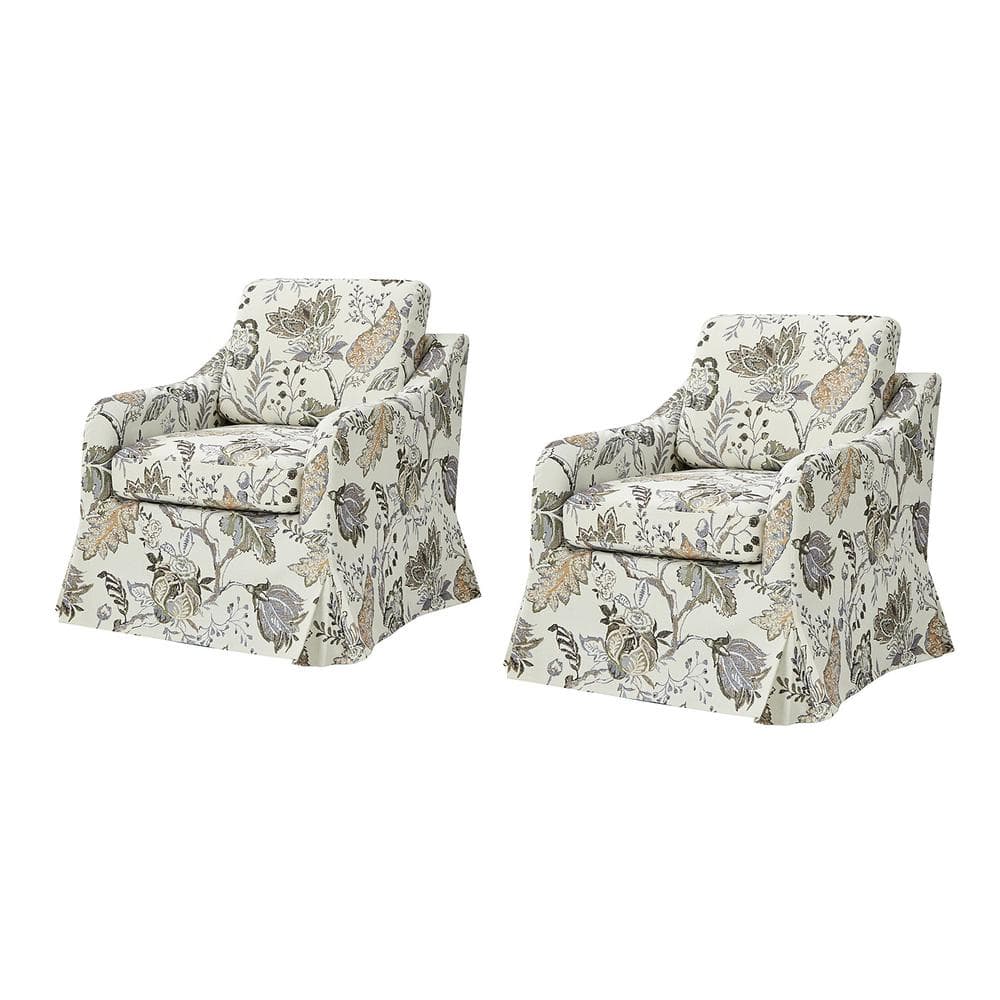 Albert Jeacobean Floral Slipcover Swivel Chair with Removable Cushion (Set of 2) price history on PriceWatchPro