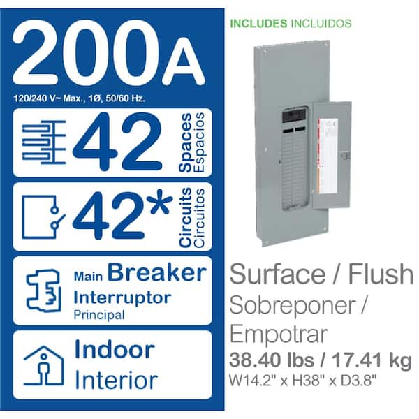 QO 200 Amp 42-Space 42-Circuit Indoor Main Breaker Plug-On Neutral Load Center with Cover- Value Pack