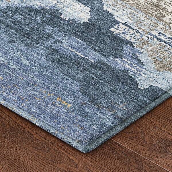 Mayfield Premium Machine Washable Abstract AMF2434 Denim 10 ft. x 14 ft. Area Rug