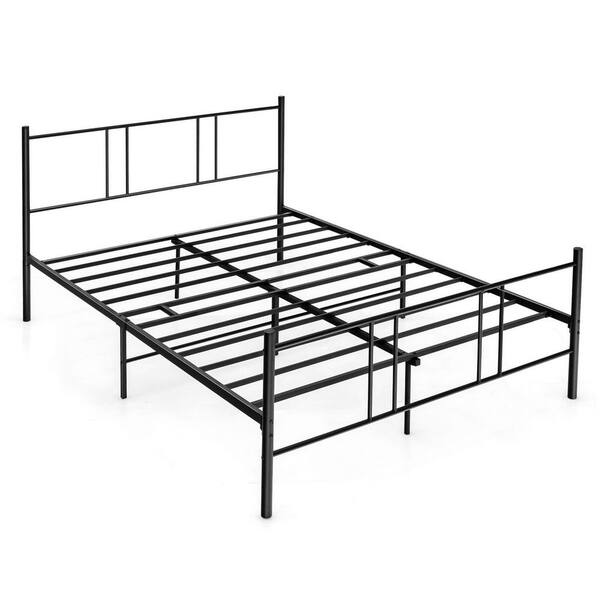ANGELES HOME Black Steel Frame Queen Size Platform Bed with High