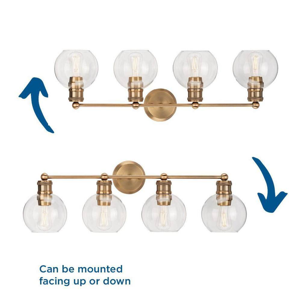 Hansford 4-Light Vintage Brass Globe Bath Vanity Light