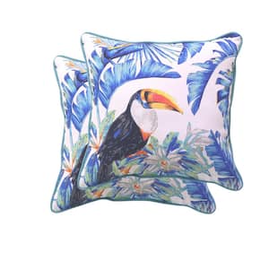 16 in. Tropical Toucan Square Outdoor Throw Pillow (2-Pack)