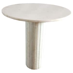 Astoria 22 in. White Round Genuine Marble End Table