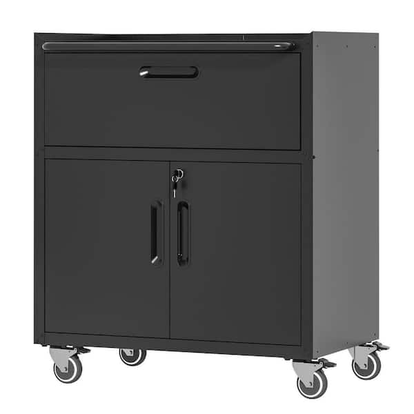16.5 in. W 2-Door 1-Drawer Tool Cabinet for Garage with Wheels, Mobile Heavy-Duty Tool Carts