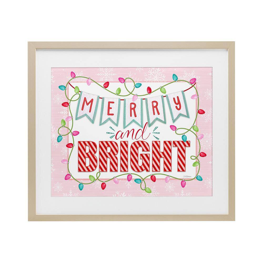 Pastel Pink Merry & Bright by Nicole Tamarin Framed Graphic Art Print Typography 13 in. x 16 in. price history on PriceWatchPro