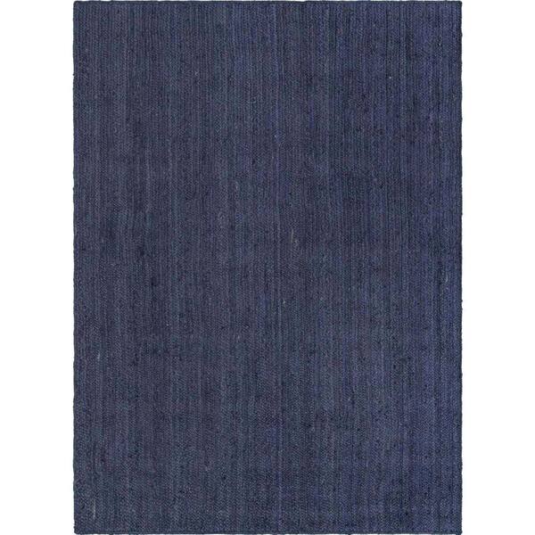 Unique Loom Braided Jute Dhaka Navy Blue 7' 1 x 10' 0 Area Rug