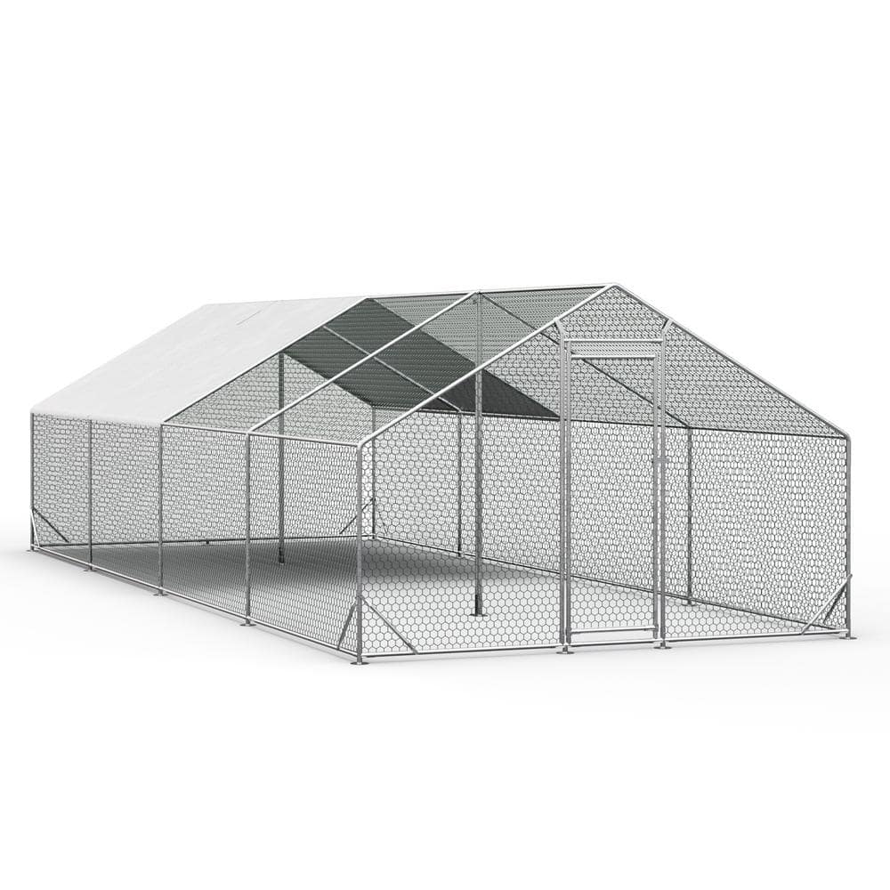 Large Metal Chicken Coop with Waterproof Cover, Walk-in Chicken Pen for Outdoor Backyard Farm(25.6'L x 10'W x 6.56'H) price history on PriceWatchPro