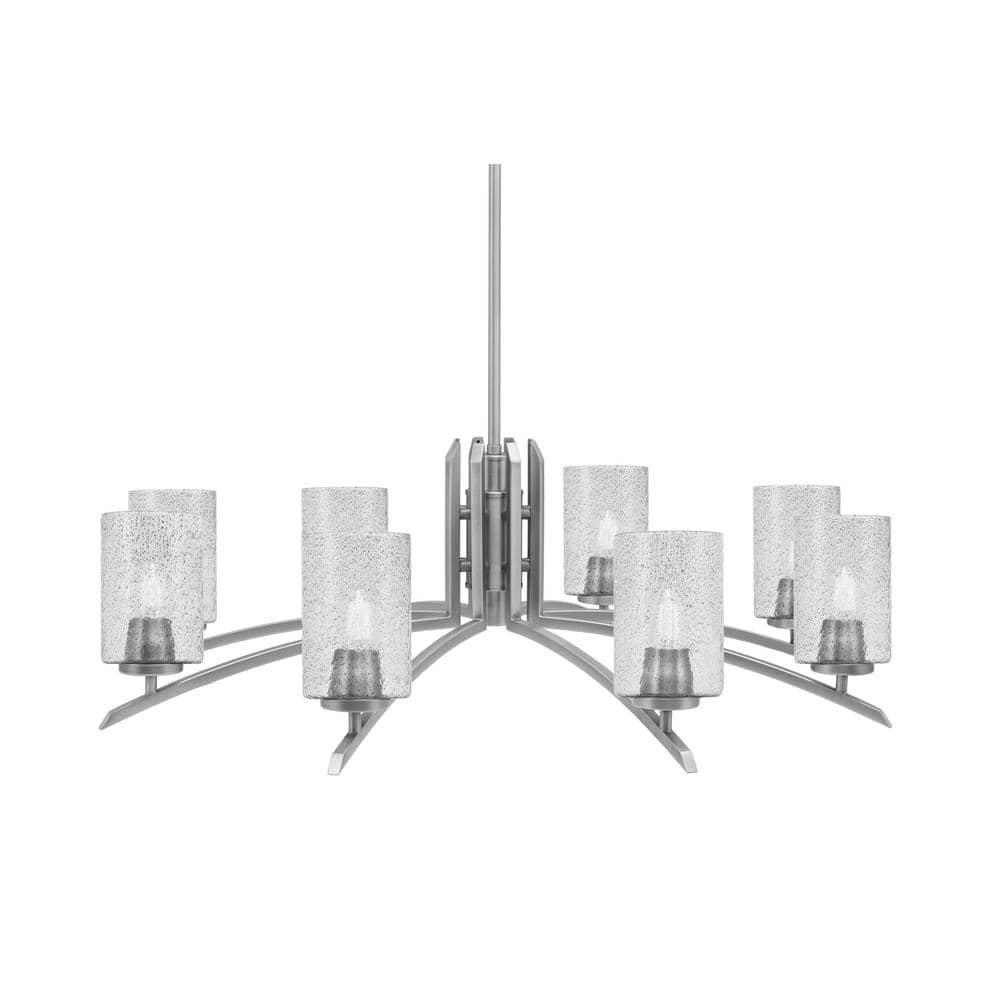 Siena 8-Light Graphite Chandelier, Round Chandelier with Smoke Bubble Glass