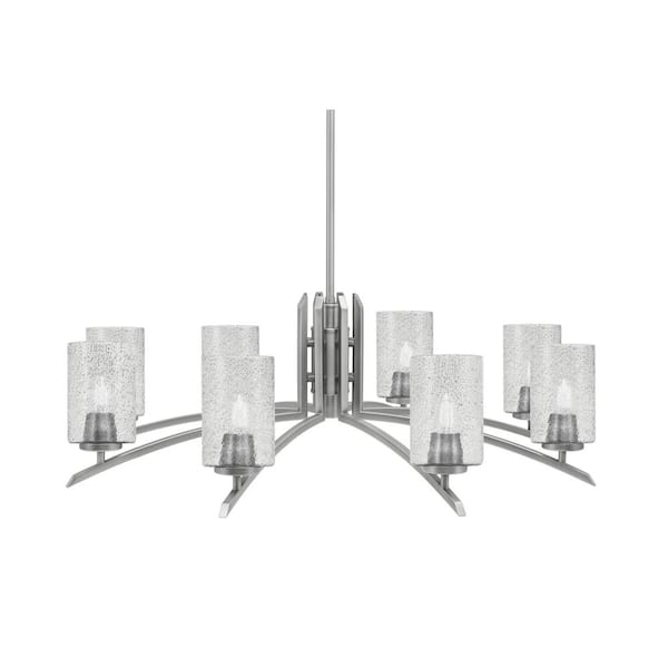 Unbranded Siena 8-Light Graphite Chandelier, Round Chandelier with Smoke Bubble Glass Shades, No bulb Included