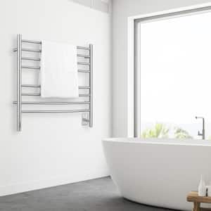Arezzo OBT 8-Bar Hardwired and Plug-in Electric Towel Warmer in Brushed Stainless Steel