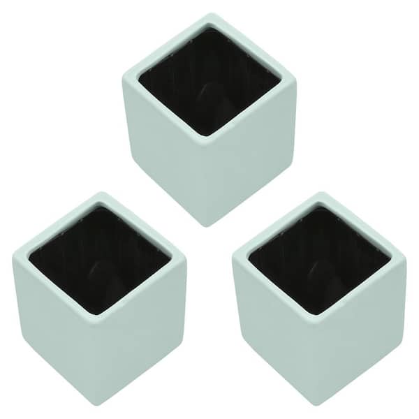 Arcadia Garden Products Cube 3-1/2 in. x 4 in. Mint Ceramic Wall Planter (3-Piece)