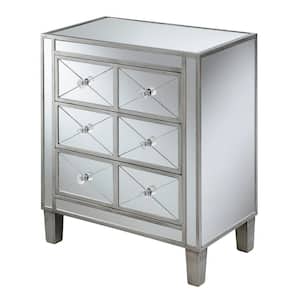 Gold Coast BettyB 23.75 in. W x 27 in. H Antique Silver Rectangular Glass End Table with Drawers