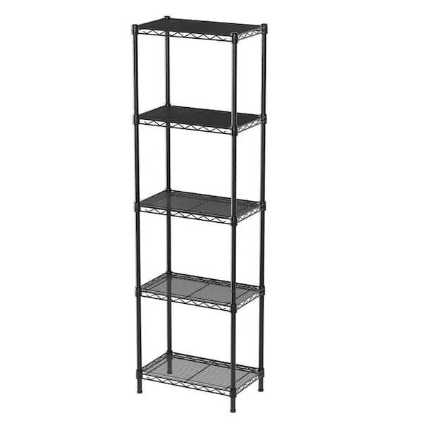 PRIMEPLUS 5-Tier Metal Rack Storage Shelving Pot Rack in Black