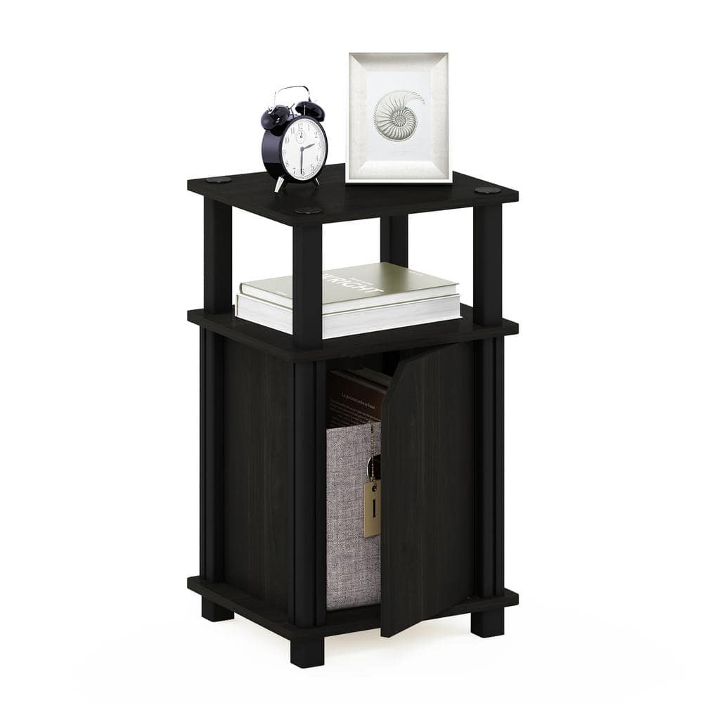 Espresso Black Square End Table with Storage and Rounded Edges