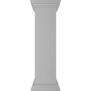 Plain 40 in. x 10 in. White Box Newel Post with Peaked Capital and Base Trim (Installation Kit Included)