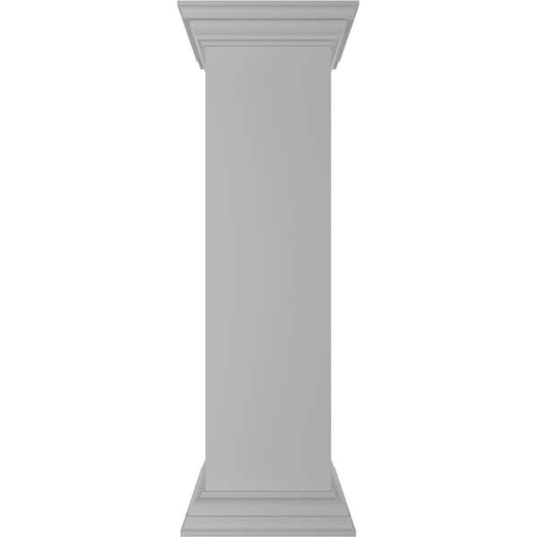 Ekena Millwork Plain 40 in. x 10 in. White Box Newel Post with Peaked Capital and Base Trim (Installation Kit Included)