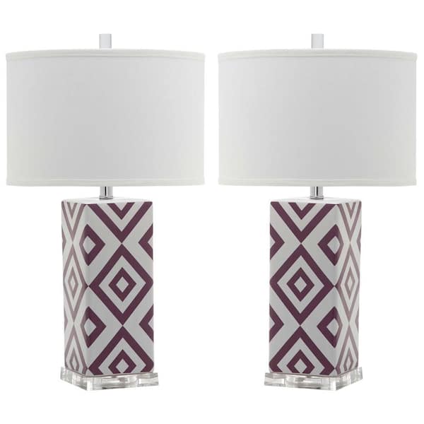 Safavieh Diamonds 27 in. Light Purple Table Lamp (Set of 2)