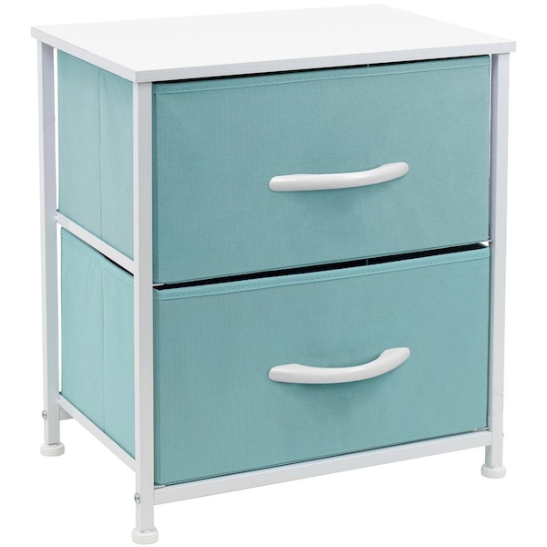 Sorbus Nighstand 2-Drawer Aqua Dresser 17.75 in. L x 11.87 in. W x 20 in. H