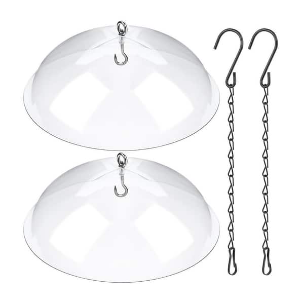 2-Pack, 10 in. Clear Acrylic Non-Electric Squirrel Baffle Bird Feeder Cover w/ Chain for Outdoor Garden Hanging Feeders