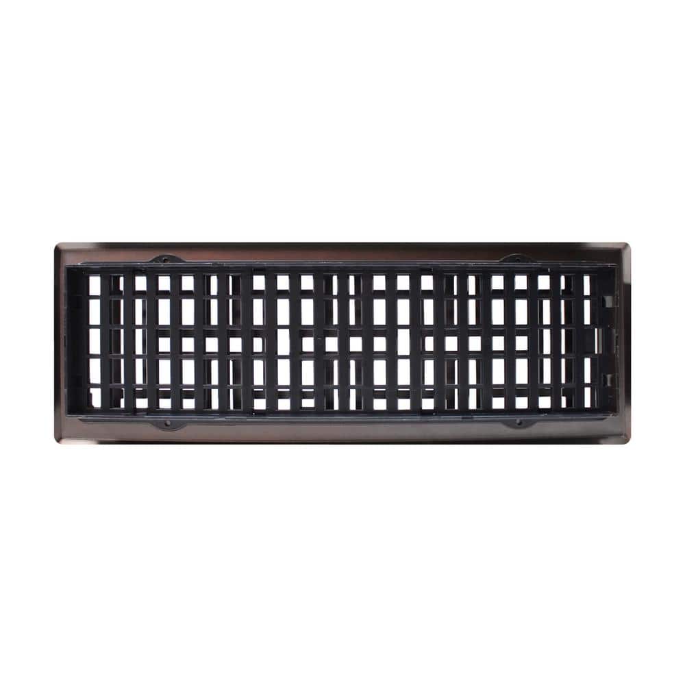 Rubbed Bronze 4" x 14" Decorative Steel Floor Register