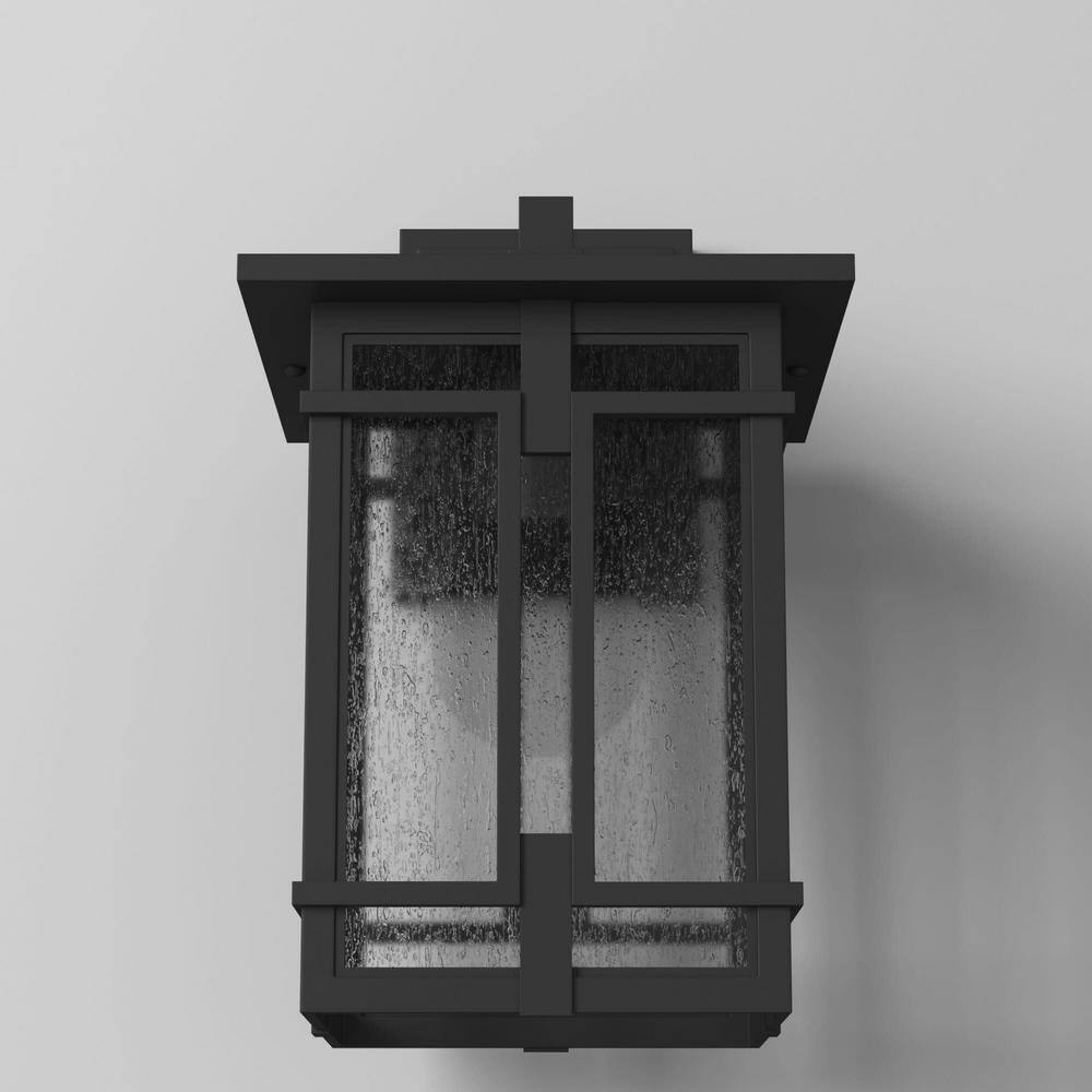 Tucker Museum Black Dimmable Outdoor Wall Sconce with Clear Seedy Glass
