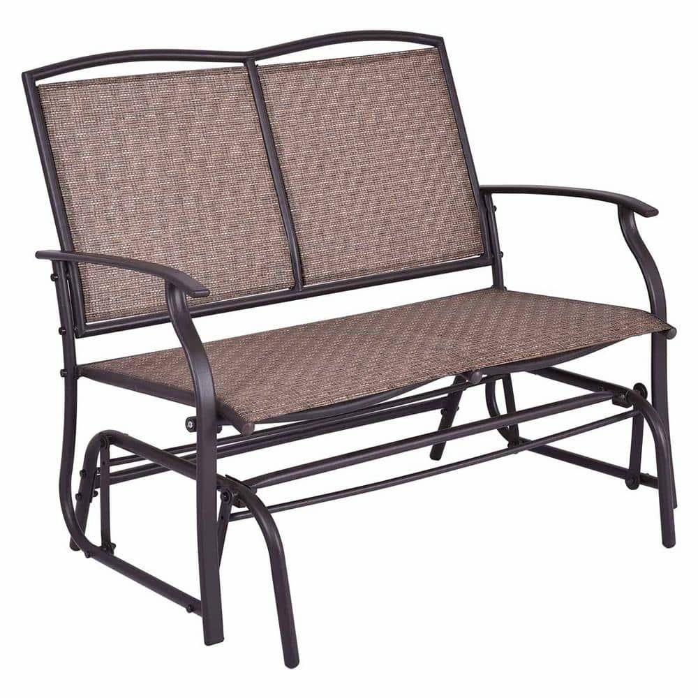 2-Person Metal Frame Patio Outdoor Glider Rocking Bench Loveseat Armchair