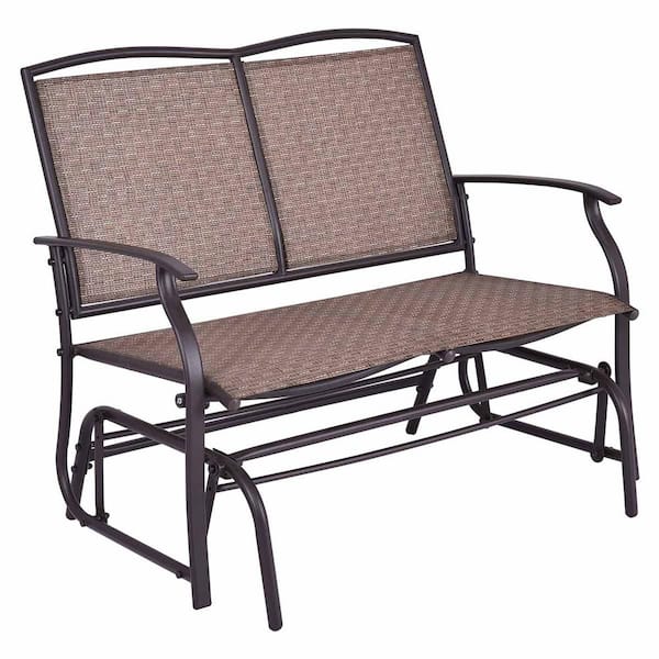 Unbranded 2-Person Metal Frame Patio Outdoor Glider Rocking Bench Loveseat Armchair