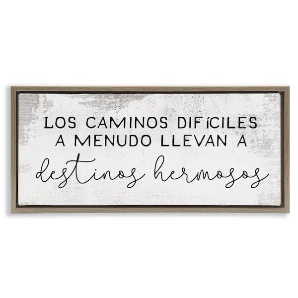 Stupell Industries Difficult Roads Motivation by Lil' Rue Brown Floater Frame Typography Graphic Art Print 14 in. x 31 in.
