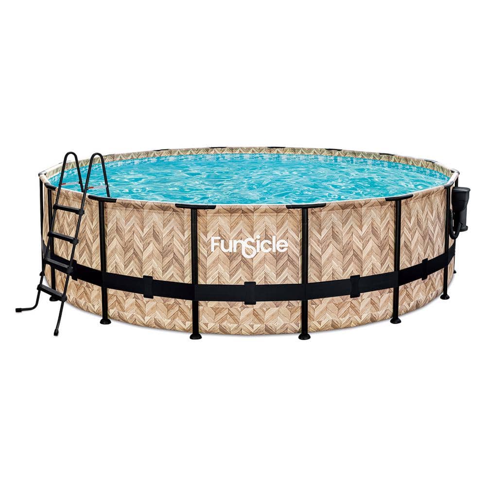 Funsicle 16 ft. Round 48 in. Deep Oasis Designer Frame Swimming Pool
