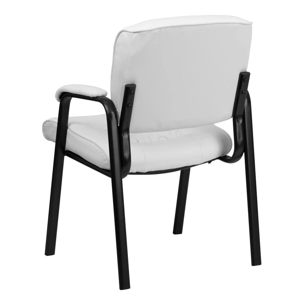 Modern White LeatherSoft Side Reception Chair with Black Metal Frame