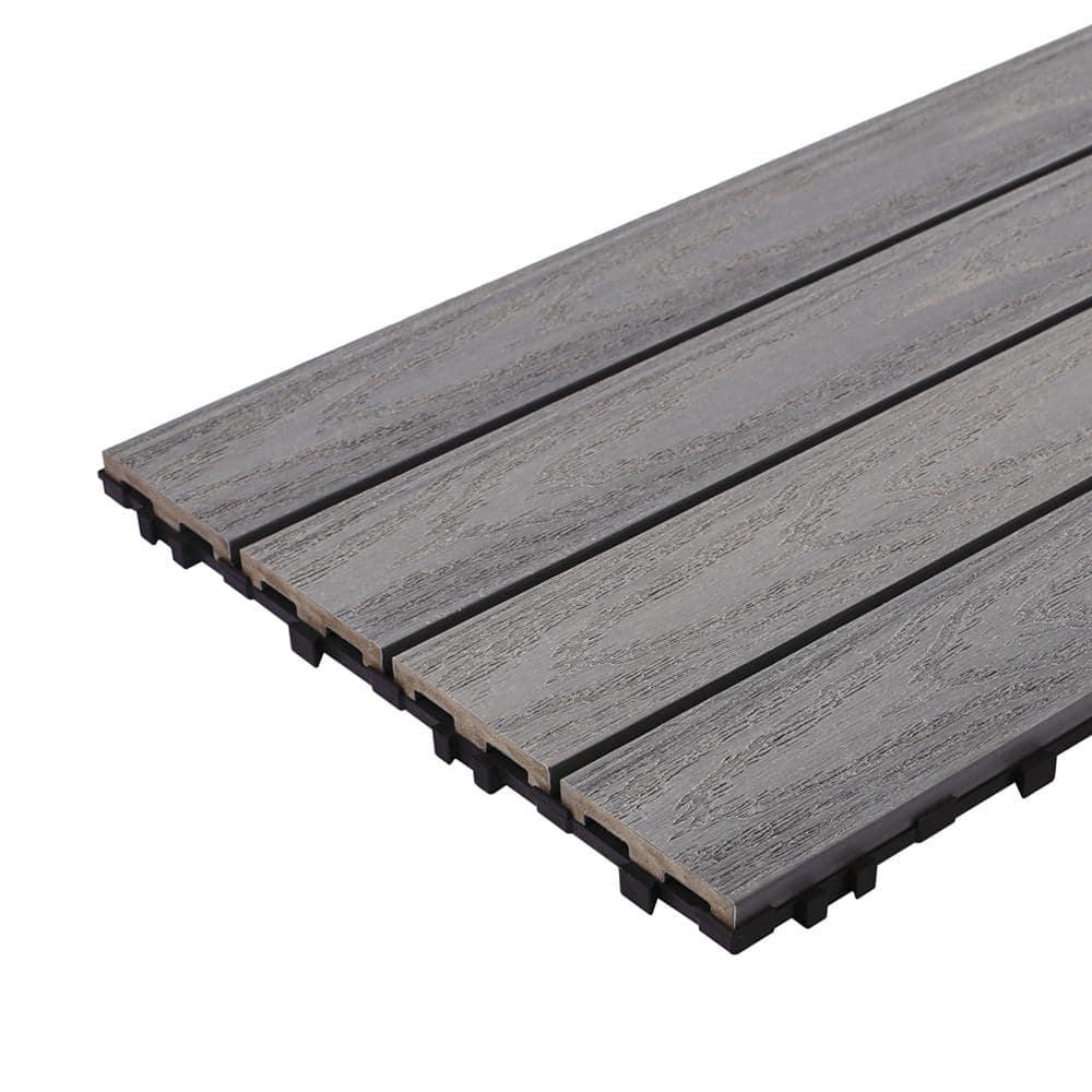 Westminster Gray Composite Interlocking Deck Plank with Water Protection