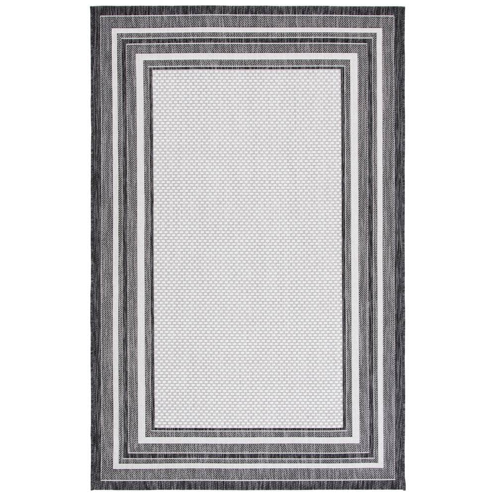 SAFAVIEH Courtyard Ivory/Black 10 ft. x 14 ft. Multi-Border Indoor ...