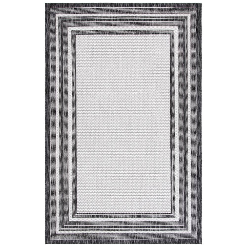 Safavieh SAFAVIEH Outdoor CY8475-53712 Courtyard Ivory / Black Rug 8’ x 10” 