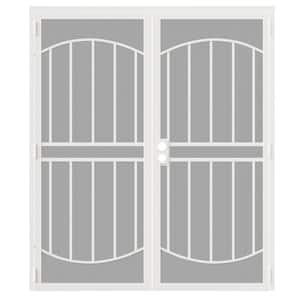 72 in. x 80 in. Universal/Reversible Hinging White Surface Mount Steel Security Door with Expanded Metal Screen