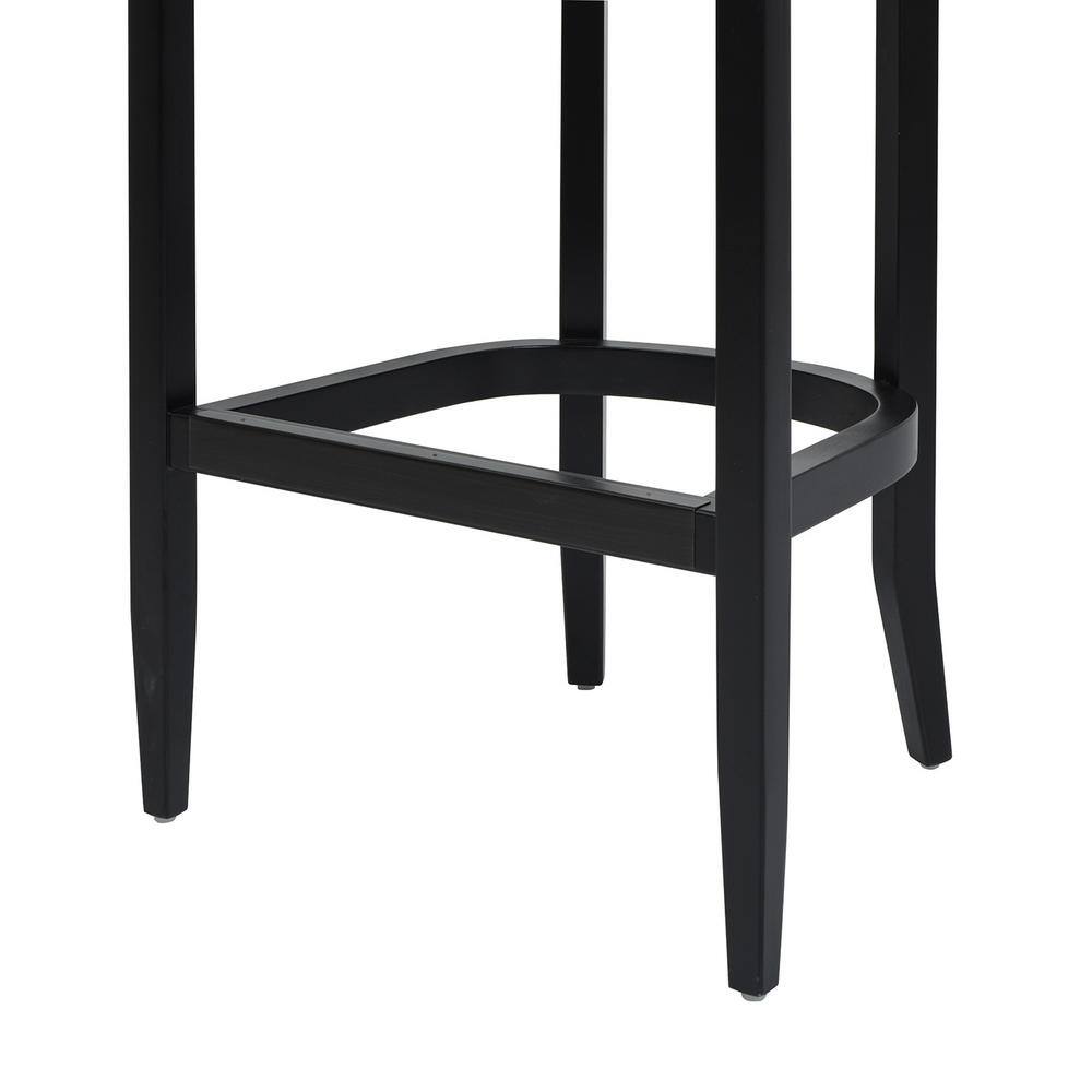 Americana Jet Black Oak Wood Frame Cane Back Bar Stool