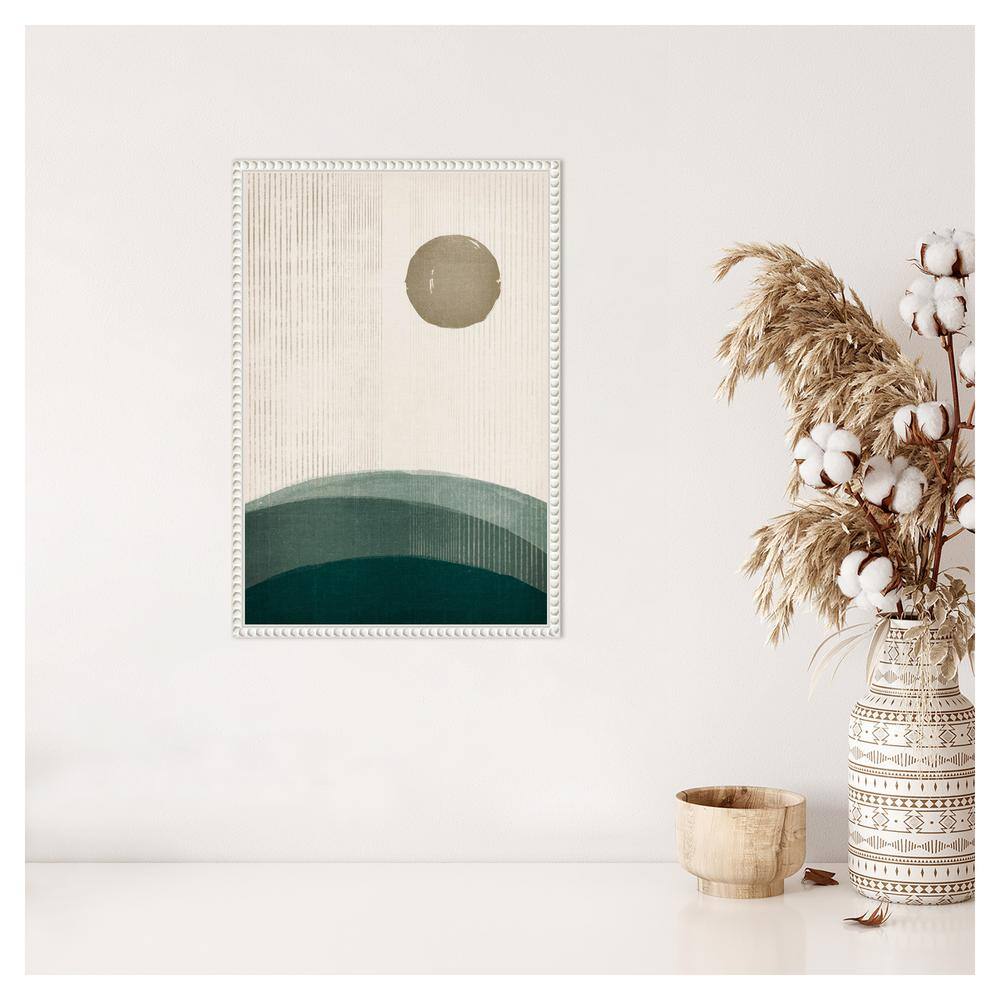 Modern Abstract Landscape Canvas Art with White Beaded Frame
