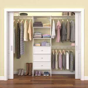 Selectives 85 in. W x 121 in. W White Basic Plus Standard Wood Closet System Kit with Drawers