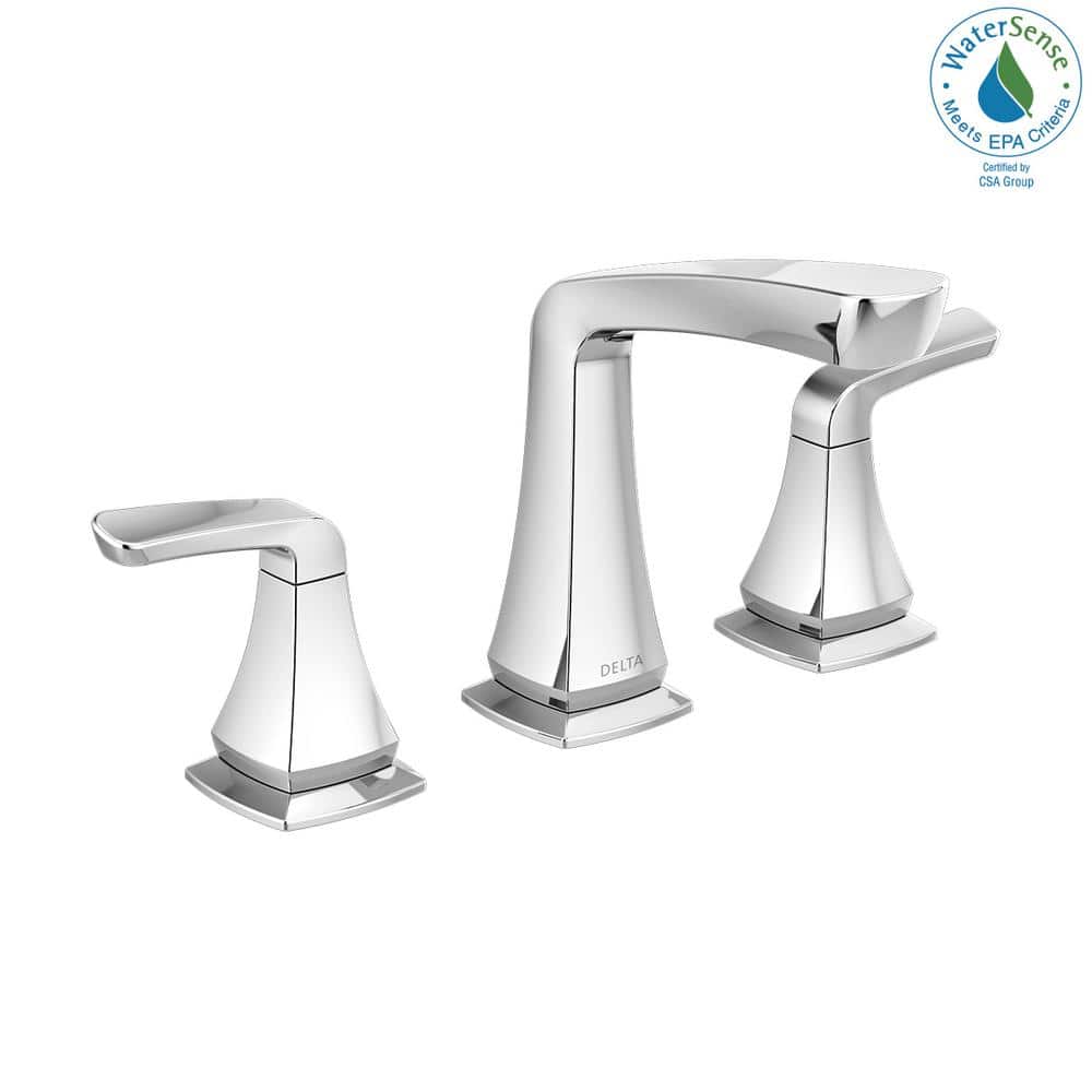 Delta Vesna Sleek Chrome Widespread Bathroom Faucet with Drain Catch