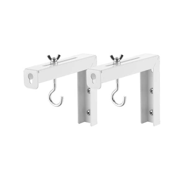 Universal Projector Screen Wall Hanging L-Brackets Adjustable 6 in. Extension Mounting Hooks White (1-Pair)
