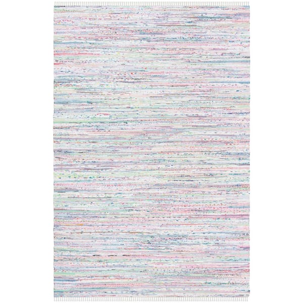 SAFAVIEH Rag Rug Light Green/Multi 6 ft. x 9 ft. Gradient Solid Striped Area Rug
