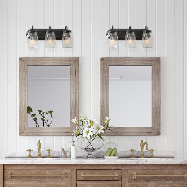 LNC Bathroom Vanity Lights,Farmhouse Mason Jar Wall Sconce Over Mirror A02980 Brown