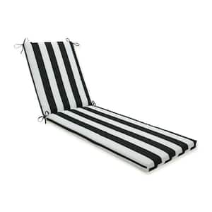 Striped 23 x 30 Outdoor Chaise Lounge Cushion in Black/White Cabana Stripe